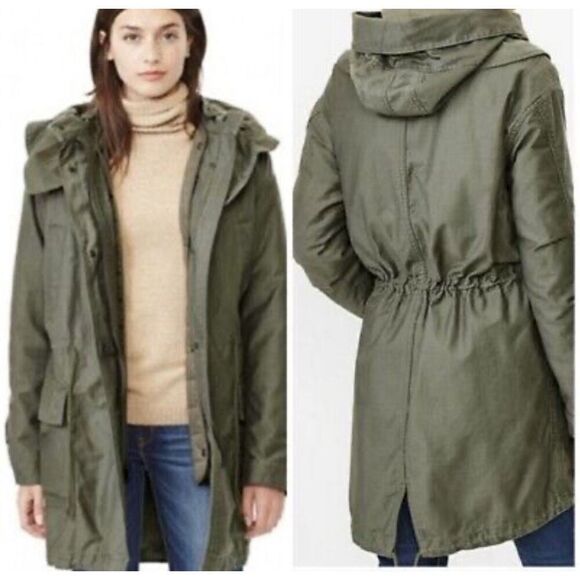 GAP | Anorak Parka Cotton Green Cargo Coat Removable Quilted Jacket | Small - Picture 1 of 13